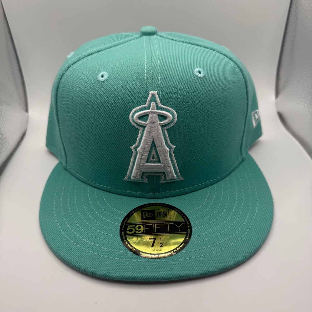New Era 59FIFTY Los Angeles Angels Fitted‎ Hat 7 1/2 Teal White MLB Cap